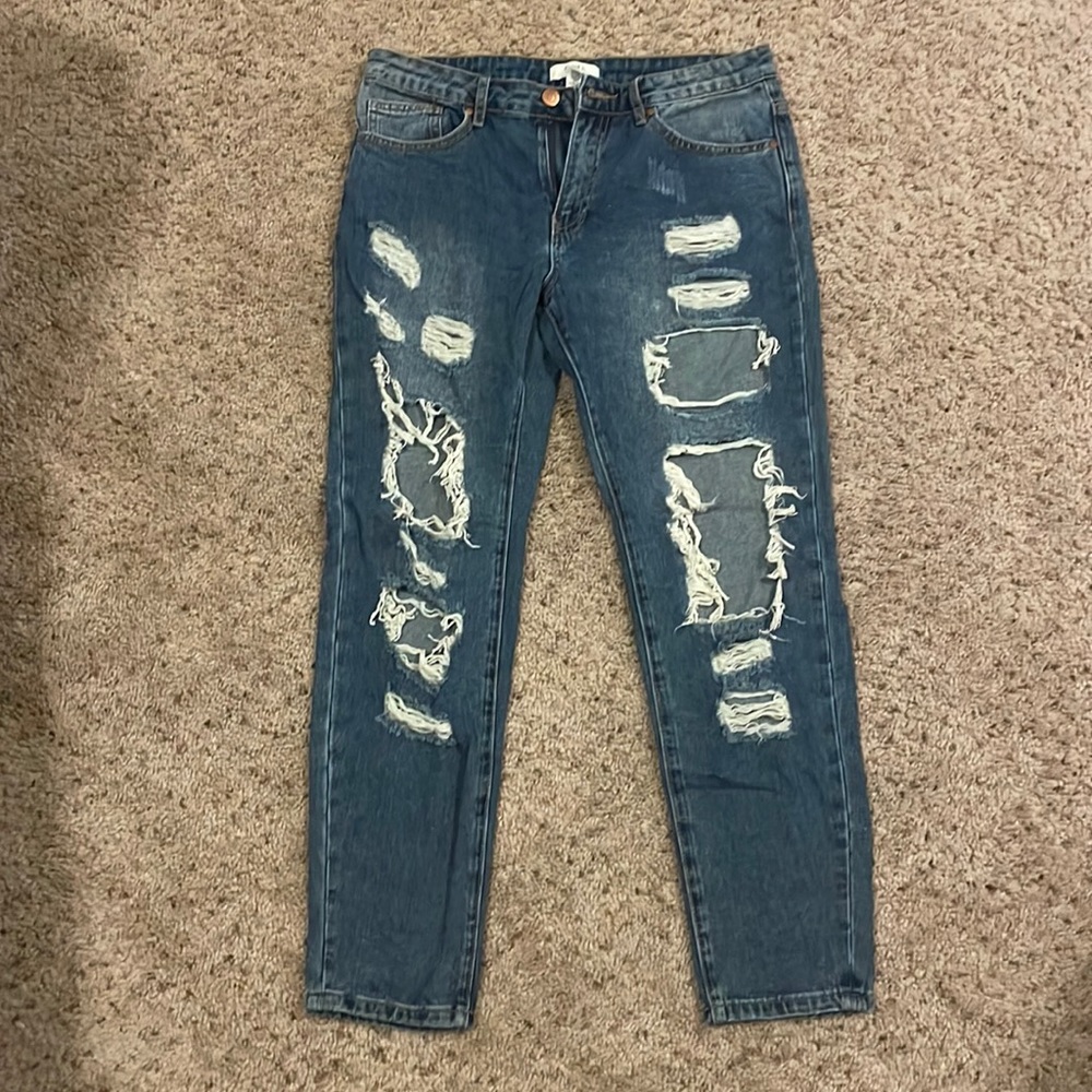 Straight Leg Distressed Jeans
